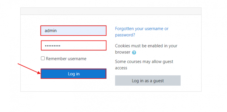 Login to moodle to integrate BigBlueButton